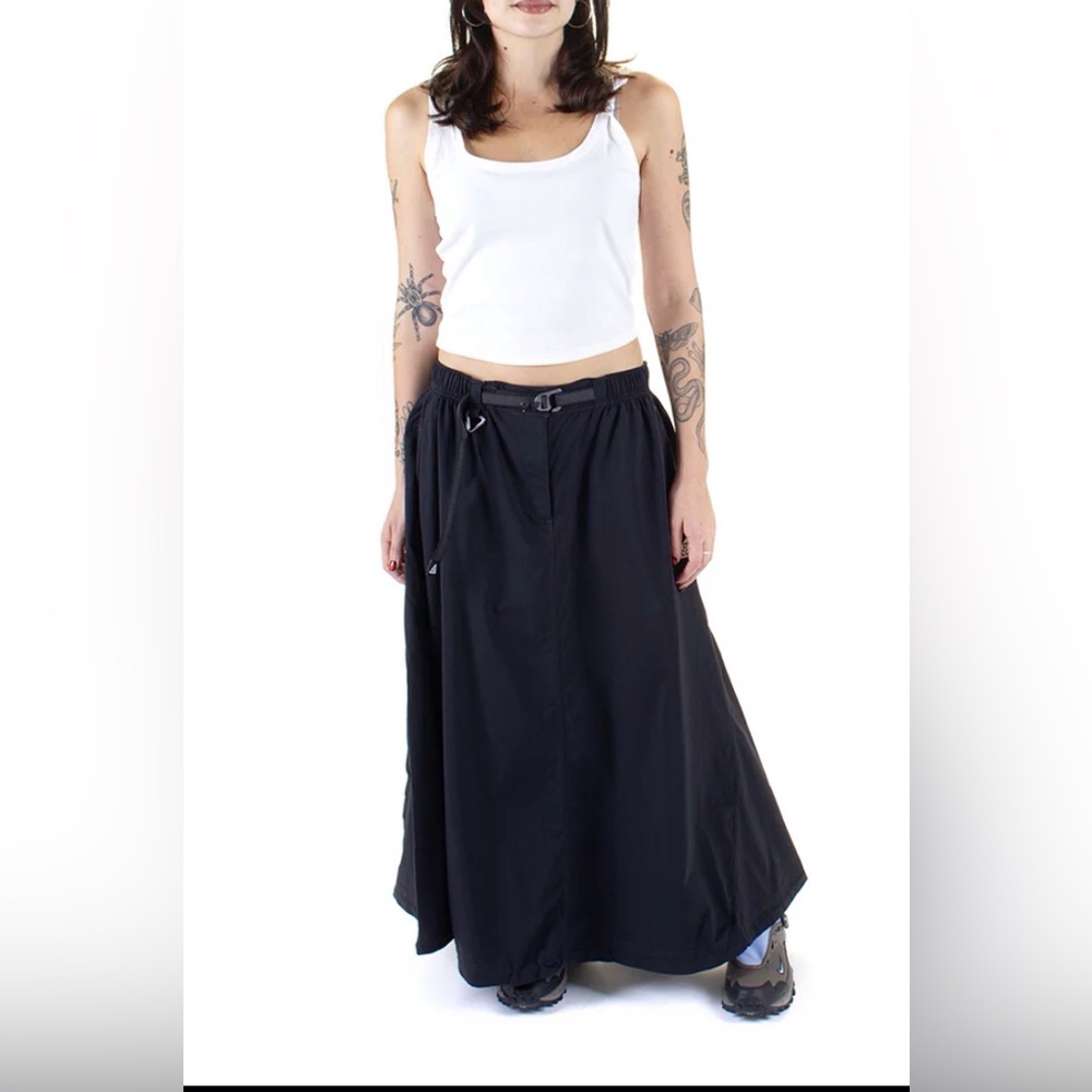 Women’s Black Maxi Skirt with Adjustable Waist